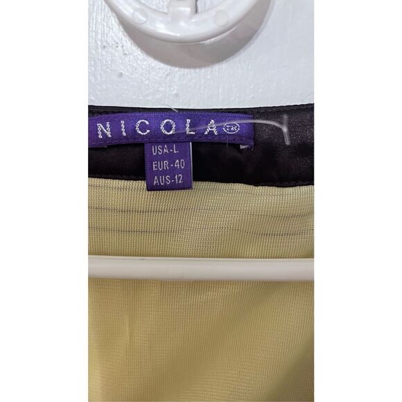 Nico La Women's Square Neck Short Sleeve Swirled A-Line Dress Yellow Size Large - Picture 4 of 9